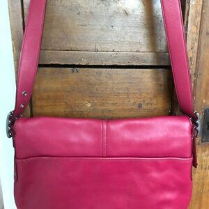 Coach Vintage Dark Pink Leather Flap Saddle Cross Body Bag